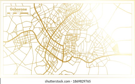 Gaborone Botswana City Map in Retro Style in Golden Color. Outline Map. Vector Illustration.