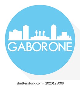 Gaborone, Botswana Round Button City Skyline Design. Silhouette Stamp Vector Travel Tourism.