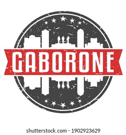 Gaborone, Botswana Round Travel Stamp. Icon Skyline City Design. Seal Tourism Vector Badge Illustration.