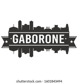 Gaborone Botswana Skyline. Banner Vector Design Silhouette Art. Cityscape Travel Monuments.