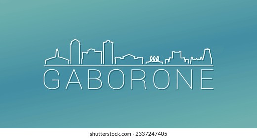 Gaborone, Botswana Skyline Linear Design. Flat City Illustration Minimal Clip Art. Background Gradient Travel Vector Icon.