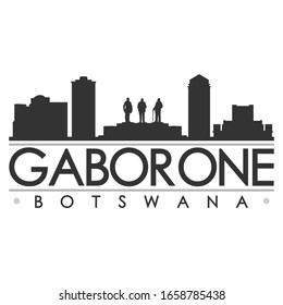 Gaborone Botswana Skyline Silhouette City Cityscape Stock Vector ...