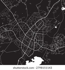 Gaborone Botswana Vector Map, Detailed Capital City Street Map Black and White Minimalist Line Art