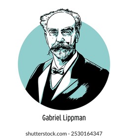 Gabriel Jonas Lippmann é um físico francês e Prêmio Nobel de Física. Ilustração de vetor desenhada à mão