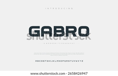 Gabro Creative font. Modern abstract digital tech font. Logo creative font, type, technology, movie, digital, music, movie. Fonts and illustration in vector format.