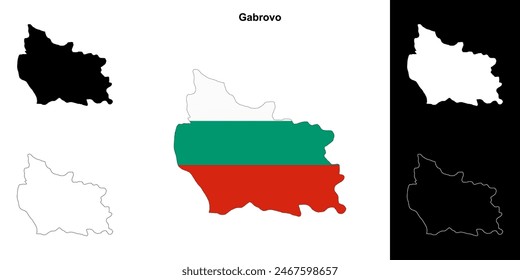 Gabrovo province outline map set