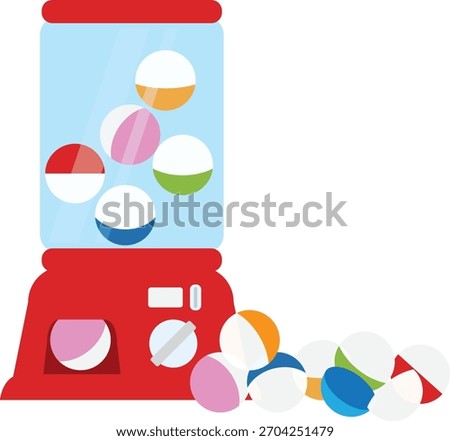 Gachapon Machine with Many Capsules Vector Illustration