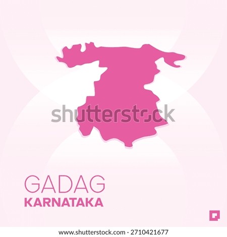 GADAG District Map, Karnataka, India – Editable Vector Outline.