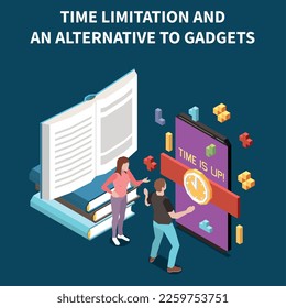 Gadget addiction isometric concept with alternative entertainment symbols vector illustration