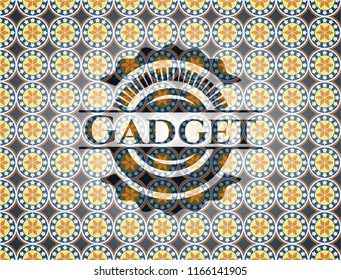 Gadget arabic badge background. Arabesque decoration.