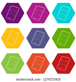 Gadget broken icons 9 set coloful isolated on white for web