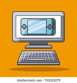 gadget computer and cosole playing technology vector illustration