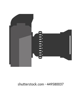 Gadget concept represented by silhouette of camera icon. Isolated and flat illustration 