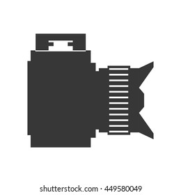 Gadget concept represented by silhouette of camera icon. Isolated and flat illustration 