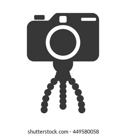 Gadget concept represented by silhouette of camera icon. Isolated and flat illustration 