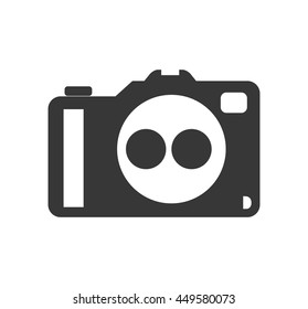 Gadget concept represented by silhouette of camera icon. Isolated and flat illustration 