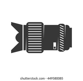 Gadget concept represented by silhouette of camera lens icon. Isolated and flat illustration 