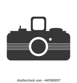 Gadget concept represented by silhouette of camera icon. Isolated and flat illustration 