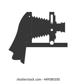 Gadget concept represented by silhouette of old camera icon. Isolated and flat illustration 