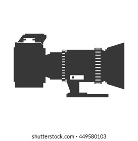 Gadget concept represented by silhouette of camera icon. Isolated and flat illustration 