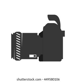 Gadget concept represented by silhouette of camera icon. Isolated and flat illustration 