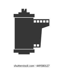 Gadget concept represented by silhouette of camera strip icon. Isolated and flat illustration 