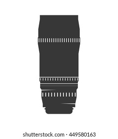 Gadget concept represented by silhouette of camera lens icon. Isolated and flat illustration 