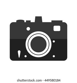 Gadget concept represented by silhouette of camera icon. Isolated and flat illustration 