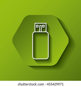 Gadget concept represented by white usb icon. Colorfull and flat illustration. Hexagon shape