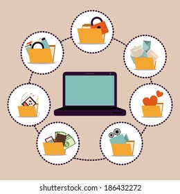Gadget design over beige background, vector illustration