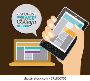 Gadget design over brown background, vector illustration