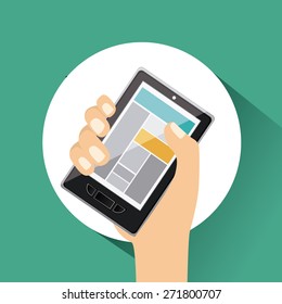 Gadget design over green background, vector illustration