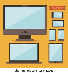 Gadget design over yellow background, vector illustration