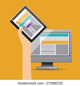 Gadget design over yellow background, vector illustration