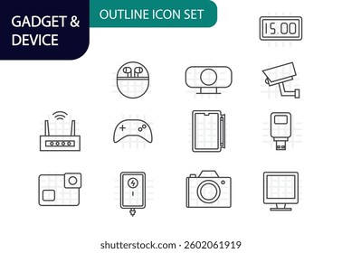 Gadget and device outline icon set