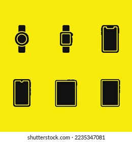 Gadget devices icons. Watch, phone, tablet. Devices mockup concept.