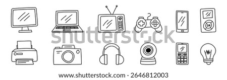 gadget doodle hand drawing electronic icon