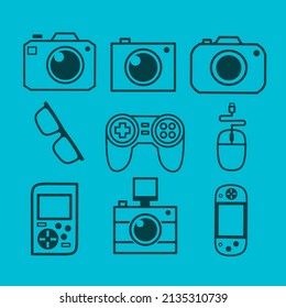 Vector de diseño plano de icono electrónico de gadget. Logo colorido con fondo suave. Ilustración gráfica abstracta.