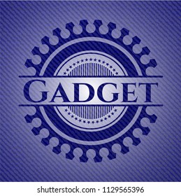 Gadget emblem with denim high quality background