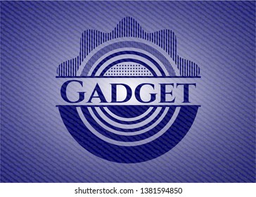 Gadget emblem with denim high quality background
