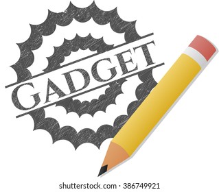 Gadget emblem draw with pencil effect