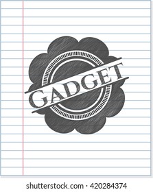 Gadget emblem with pencil effect