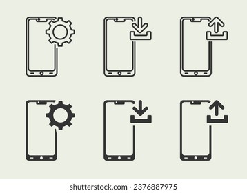 Icono plano de gadget, negro aislado en fondo blanco 