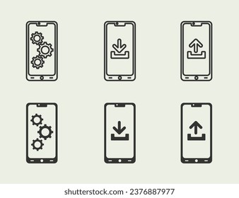 Icono plano de gadget, negro aislado en fondo blanco 