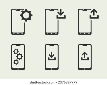 Icono plano de gadget, negro aislado en fondo blanco 
