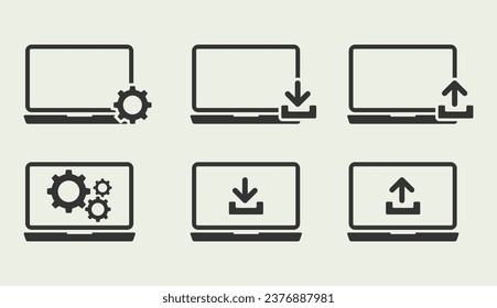 Icono plano de gadget, negro aislado en fondo blanco 