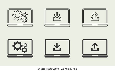 Icono plano de gadget, negro aislado en fondo blanco 