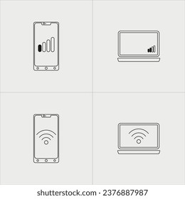 Icono plano de gadget, negro aislado en fondo blanco 