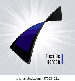 Gadget flexible screen. Mobile phone electronic visual display. Vector illustration