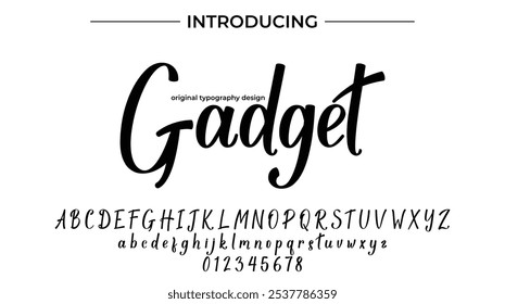 Gadget Font Stylish brush painted an uppercase vector letters, alphabet, typeface